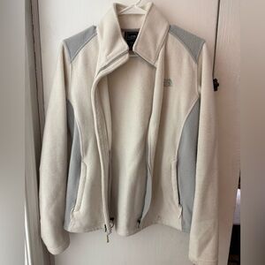 The North Face Women's Cream and Gray Fleece Zip-Up Jacket (M)